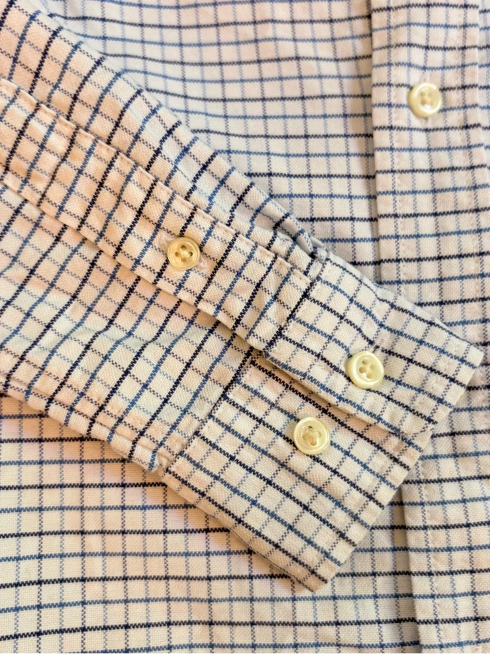 Ralph Lauren Boy’s White Buttondown Shirt with Navy Windowpane Check Sz 7